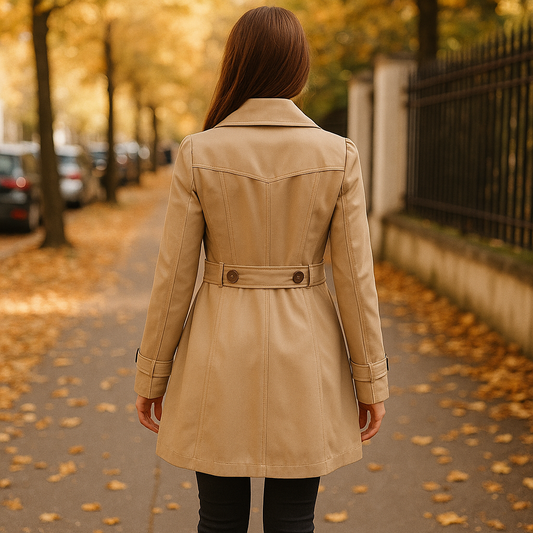 Trench Coat Women Button-Front Lightweight