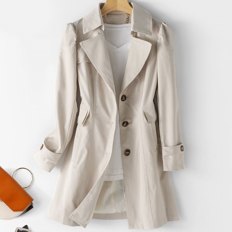 Trench Coat Women Button-Front Lightweight
