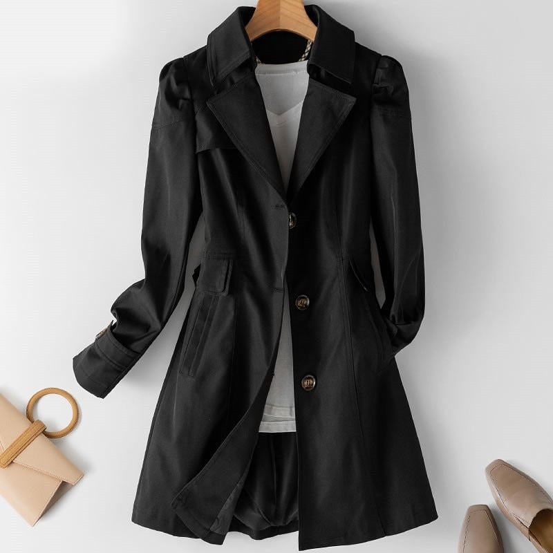 Trench Coat Women Button-Front Lightweight