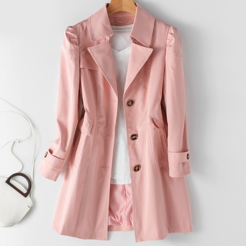 Trench Coat Women Button-Front Lightweight