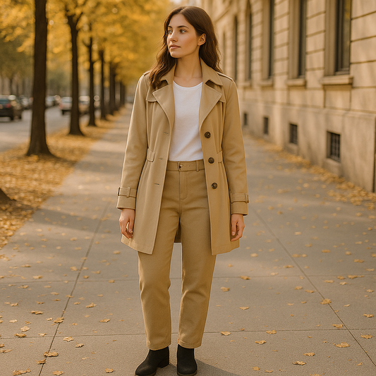 Trench Coat Women Button-Front Lightweight